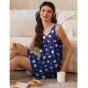 Ekouaer 3 Pack Nightgowns for Women Sleeveless Sleepwear Button Down Nightshirt Wide Strap Tank Sleep Shirt S-3XL(Navy Blue Moon+pentagram+pink Print)