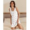 Ekouaer 3 Pack Nightgowns for Women Sleeveless Sleepwear Button Down Nightshirt Wide Strap Tank Sleep Shirt S-3XL(Purple Floral+cat+cherry)