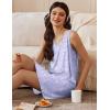 Ekouaer 3 Pack Nightgowns for Women Sleeveless Sleepwear Button Down Nightshirt Wide Strap Tank Sleep Shirt S-3XL(Purple Floral+cat+cherry)