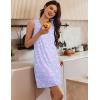 Ekouaer 3 Pack Nightgowns for Women Sleeveless Sleepwear Button Down Nightshirt Wide Strap Tank Sleep Shirt S-3XL(Purple Floral+cat+cherry)