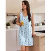Ekouaer 3 Pack Nightgowns for Women Sleeveless Sleepwear Button Down Nightshirt Wide Strap Tank Sleep Shirt S-3XL(Star+coffee+blue)