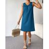 Ekouaer Cotton Nightgowns for Women Sleeveless Night Gown Tank Sleepshirt Wide Strap V Neck Nightshirt S-3XL(Blue)