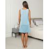 Ekouaer Cotton Nightgowns for Women Sleeveless Night Gown Tank Sleepshirt Wide Strap V Neck Nightshirt S-3XL(Light Blue)