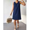Ekouaer Cotton Nightgowns for Women Sleeveless Night Gown Tank Sleepshirt Wide Strap V Neck Nightshirt S-3XL(Navy Blue)