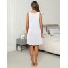 Ekouaer Cotton Nightgowns for Women Sleeveless Night Gown Tank Sleepshirt Wide Strap V Neck Nightshirt S-3XL(White)