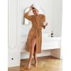 Ekouaer Fleece Robes for Women with Hooded Warm Soft Cozy Long Plush Bathrobe S-XXL(B-brown)