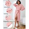 Ekouaer Fleece Robes for Women with Hooded Warm Soft Cozy Long Plush Bathrobe S-XXL(B-light Pink)