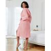 Ekouaer Fleece Robes for Women with Hooded Warm Soft Cozy Long Plush Bathrobe S-XXL(B-light Pink)