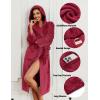 Ekouaer Fleece Robes for Women with Hooded Warm Soft Cozy Long Plush Bathrobe S-XXL(B-wine Red)