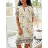 Ekouaer House Dress for Women Button Down Nightgown Short Sleeve Housecoat with pockets S-4XL(Beige Flower)