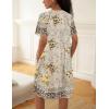 Ekouaer House Dress for Women Button Down Nightgown Short Sleeve Housecoat with pockets S-4XL(Beige Flower)
