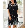 Ekouaer House Dress for Women Button Down Nightgown Short Sleeve Housecoat with pockets S-4XL(Black Butterfly)