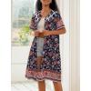 Ekouaer House Dress for Women Button Down Nightgown Short Sleeve Housecoat with pockets S-4XL(Black Flower)