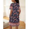 Ekouaer House Dress for Women Button Down Nightgown Short Sleeve Housecoat with pockets S-4XL(Black Flower)