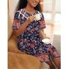 Ekouaer House Dress for Women Button Down Nightgown Short Sleeve Housecoat with pockets S-4XL(Black Flower)