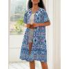 Ekouaer House Dress for Women Button Down Nightgown Short Sleeve Housecoat with pockets S-4XL(Blue Flower)