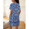 Ekouaer House Dress for Women Button Down Nightgown Short Sleeve Housecoat with pockets S-4XL(Blue Flower)