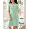 Ekouaer House Dress for Women Button Down Nightgown Short Sleeve Housecoat with pockets S-4XL(Green)