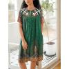 Ekouaer House Dress for Women Button Down Nightgown Short Sleeve Housecoat with pockets S-4XL(Green Ethnic Print)