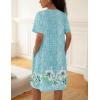 Ekouaer House Dress for Women Button Down Nightgown Short Sleeve Housecoat with pockets S-4XL(Green Flower)