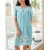 Ekouaer House Dress for Women Button Down Nightgown Short Sleeve Housecoat with pockets S-4XL(Green Flower)