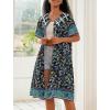 Ekouaer House Dress for Women Button Down Nightgown Short Sleeve Housecoat with pockets S-4XL(Navy Blue Flower)