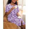 Ekouaer House Dress for Women Button Down Nightgown Short Sleeve Housecoat with pockets S-4XL(Purple Flower)