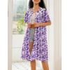 Ekouaer House Dress for Women Button Down Nightgown Short Sleeve Housecoat with pockets S-4XL(Purple Flower)