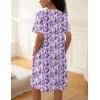 Ekouaer House Dress for Women Button Down Nightgown Short Sleeve Housecoat with pockets S-4XL(Purple Flower)