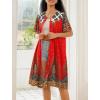 Ekouaer House Dress for Women Button Down Nightgown Short Sleeve Housecoat with pockets S-4XL(Red Ethnic Print)
