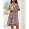 Ekouaer House Dress for Women Button Down Nightgown Short Sleeve Housecoat with pockets S-4XL(Red Flower)