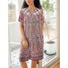 Ekouaer House Dress for Women Button Down Nightgown Short Sleeve Housecoat with pockets S-4XL(Red Flower)