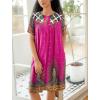 Ekouaer House Dress for Women Button Down Nightgown Short Sleeve Housecoat with pockets S-4XL(Rose Red Ethnic Print)
