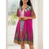 Ekouaer House Dress for Women Button Down Nightgown Short Sleeve Housecoat with pockets S-4XL(Rose Red Ethnic Print)