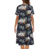 Ekouaer House Dress for Women with Pockets Button Down Duster Housecoat Short Sleeve Mumu Nightgown S-XXXL(Black Palm Tree)