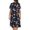 Ekouaer House Dress for Women with Pockets Button Down Duster Housecoat Short Sleeve Mumu Nightgown S-XXXL(Black Petunias)