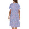 Ekouaer House Dress for Women with Pockets Button Down Duster Housecoat Short Sleeve Mumu Nightgown S-XXXL(Blue Flower)