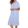 Ekouaer House Dress for Women with Pockets Button Down Duster Housecoat Short Sleeve Mumu Nightgown S-XXXL(Blue Pigeon)