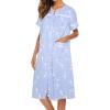 Ekouaer House Dress for Women with Pockets Button Down Duster Housecoat Short Sleeve Mumu Nightgown S-XXXL(Blue Pigeon)