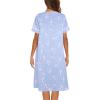 Ekouaer House Dress for Women with Pockets Button Down Duster Housecoat Short Sleeve Mumu Nightgown S-XXXL(Blue Pigeon)
