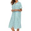 Ekouaer House Dress for Women with Pockets Button Down Duster Housecoat Short Sleeve Mumu Nightgown S-XXXL(Green Flower)