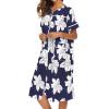 Ekouaer House Dress for Women with Pockets Button Down Duster Housecoat Short Sleeve Mumu Nightgown S-XXXL(Navy Flower)