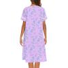 Ekouaer House Dress for Women with Pockets Button Down Duster Housecoat Short Sleeve Mumu Nightgown S-XXXL(Purple Daisy)