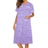 Ekouaer House Dress for Women with Pockets Button Down Duster Housecoat Short Sleeve Mumu Nightgown S-XXXL(Purple Dots)