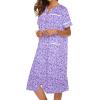 Ekouaer House Dress for Women with Pockets Button Down Duster Housecoat Short Sleeve Mumu Nightgown S-XXXL(Purple Dots)