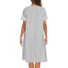 Ekouaer House Dress for Women with Pockets Button Down Duster Housecoat Short Sleeve Mumu Nightgown S-XXXL(Striped Black)