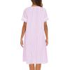 Ekouaer House Dress for Women with Pockets Button Down Duster Housecoat Short Sleeve Mumu Nightgown S-XXXL(Striped Pink)