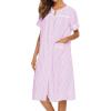 Ekouaer House Dress for Women with Pockets Button Down Duster Housecoat Short Sleeve Mumu Nightgown S-XXXL(Striped Pink)