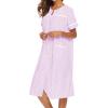 Ekouaer House Dress for Women with Pockets Button Down Duster Housecoat Short Sleeve Mumu Nightgown S-XXXL(Striped Pink)