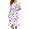 Ekouaer House Dress for Women with Pockets Button Down Duster Housecoat Short Sleeve Mumu Nightgown S-XXXL(White Flower)